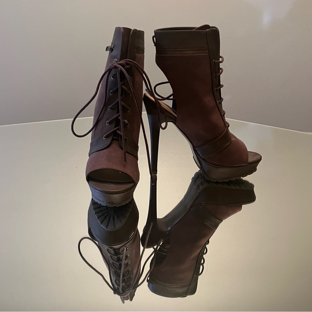 Suede Open Toe, Open Heel Bootie - image 2